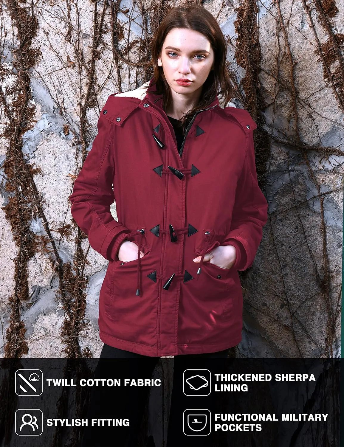 wantdo Women's Winter Thicken Jacket Cotton Coat with Removable Hood
