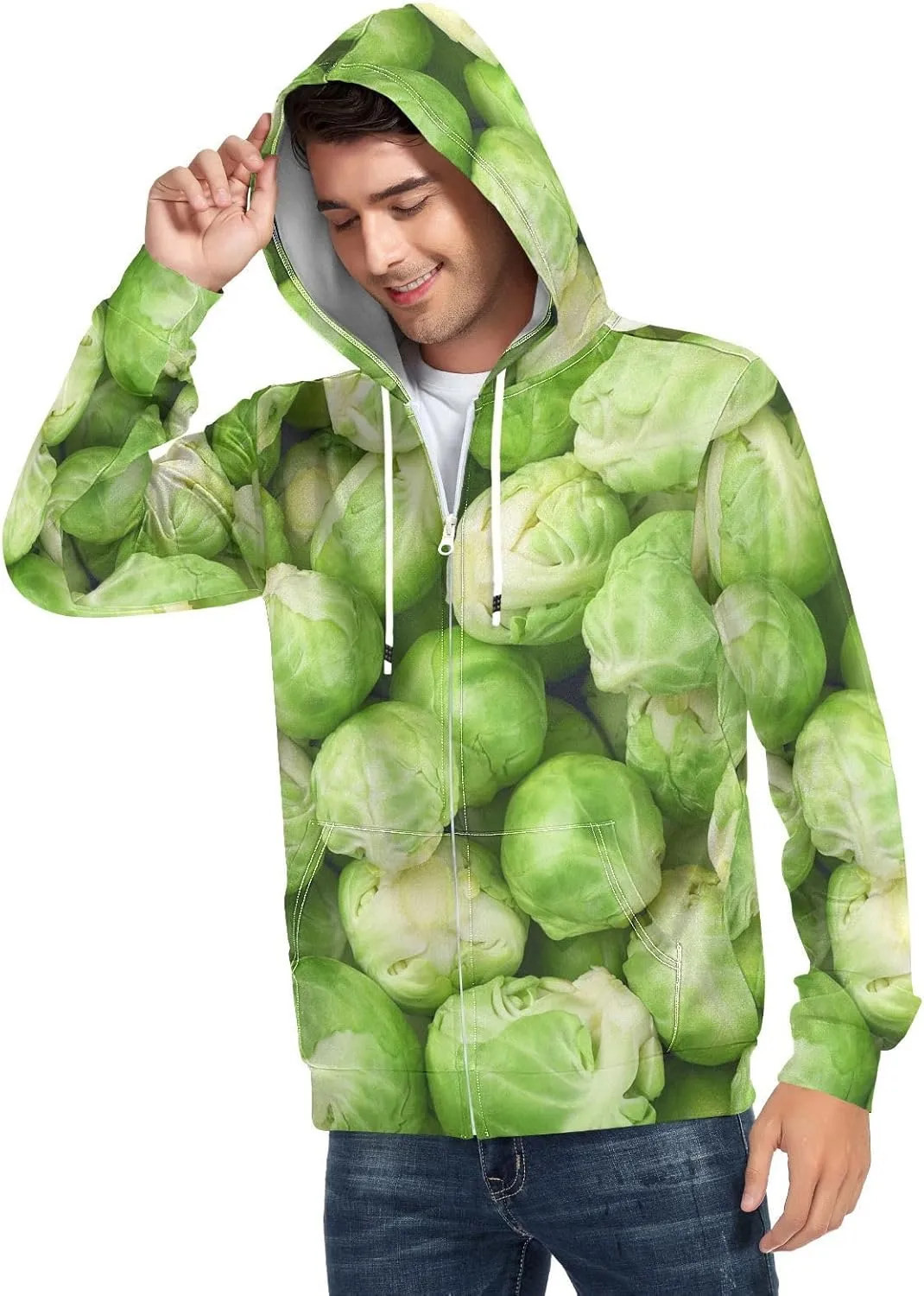 Weeds Leaf Skull Men's Quilted Lined Flannel Jacket with Hood Full-Zip Fleece Hoodie