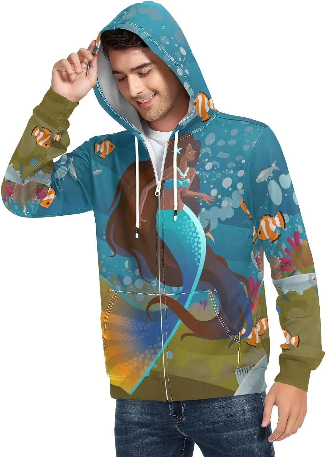 Weeds Leaf Skull Men's Quilted Lined Flannel Jacket with Hood Full-Zip Fleece Hoodie