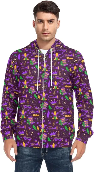 Weeds Leaf Skull Men's Quilted Lined Flannel Jacket with Hood Full-Zip Fleece Hoodie