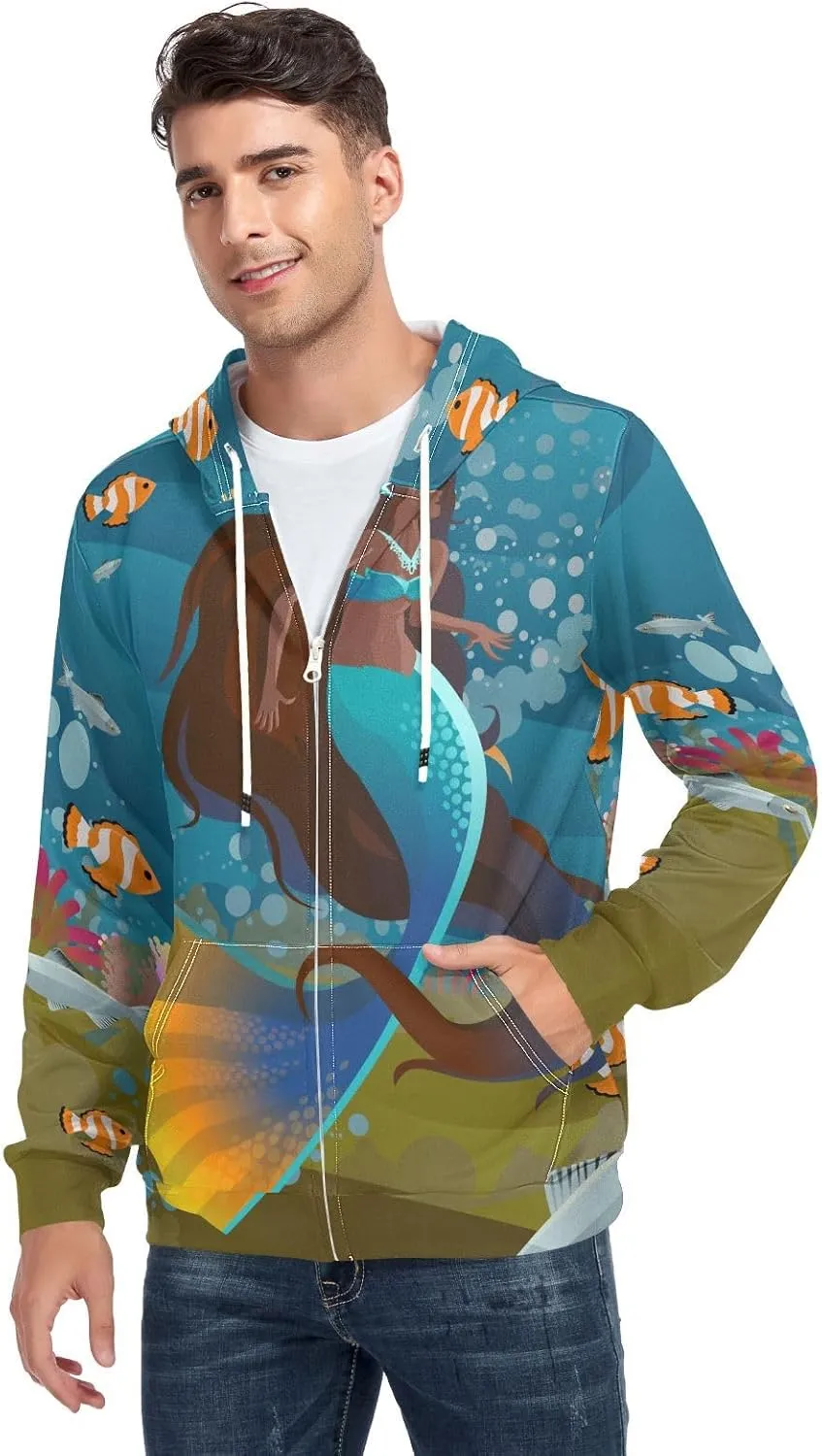 Weeds Leaf Skull Men's Quilted Lined Flannel Jacket with Hood Full-Zip Fleece Hoodie