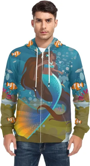 Weeds Leaf Skull Men's Quilted Lined Flannel Jacket with Hood Full-Zip Fleece Hoodie
