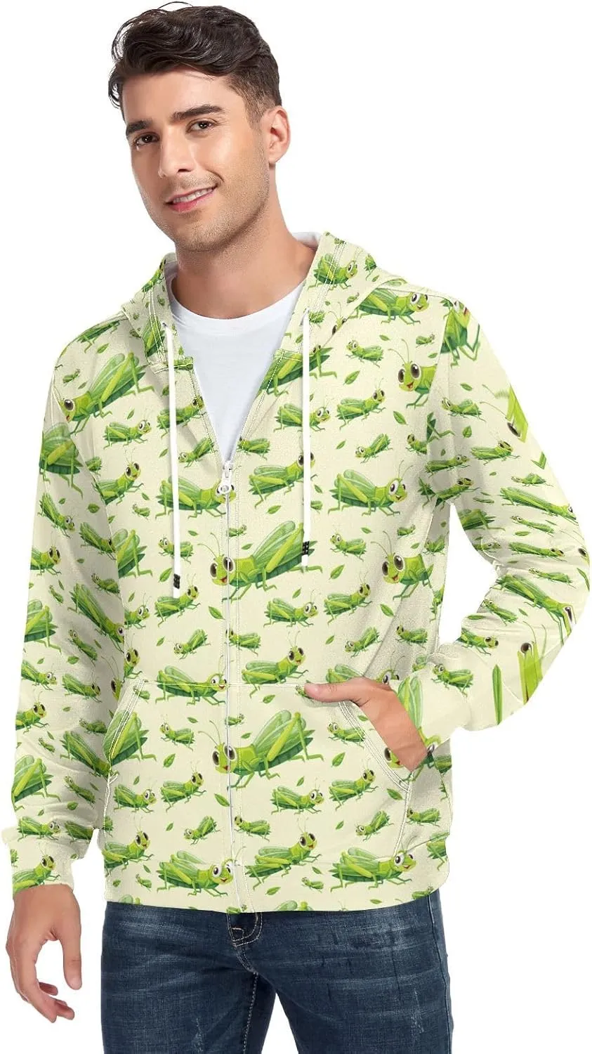 Weeds Leaf Skull Men's Quilted Lined Flannel Jacket with Hood Full-Zip Fleece Hoodie