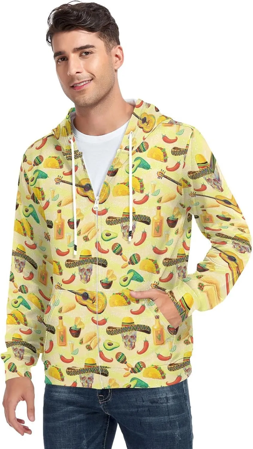 Weeds Leaf Skull Men's Quilted Lined Flannel Jacket with Hood Full-Zip Fleece Hoodie