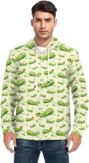 Weeds Leaf Skull Men's Quilted Lined Flannel Jacket with Hood Full-Zip Fleece Hoodie