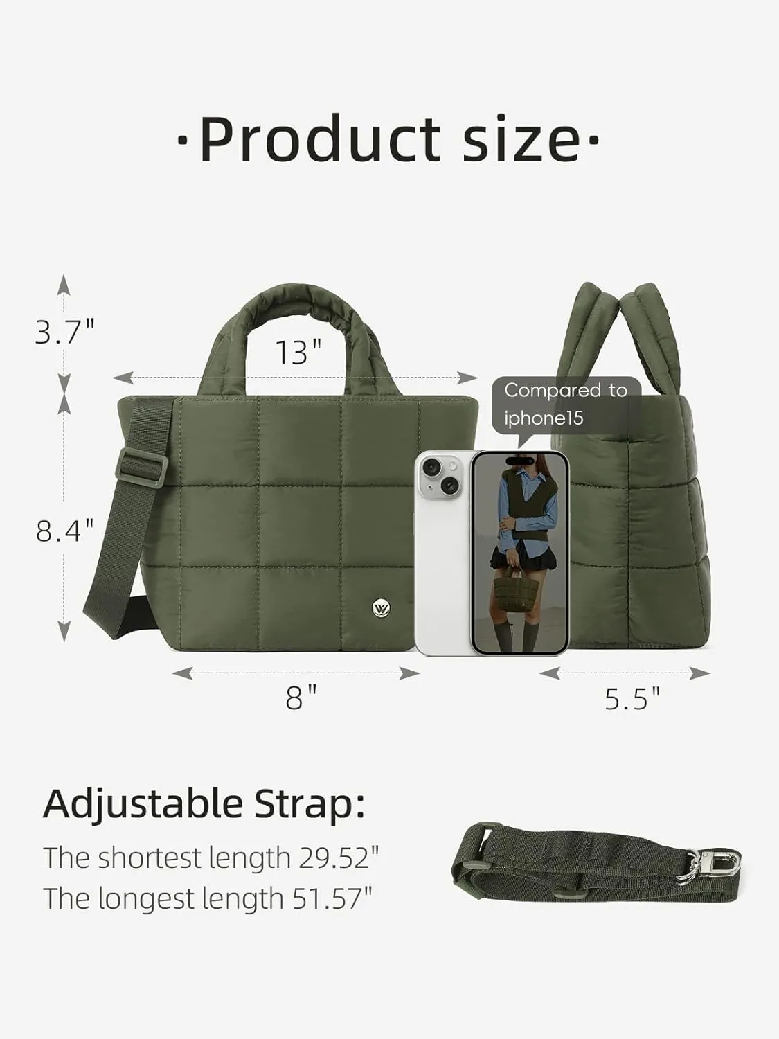 WESTBRONCO Small Puffer Bag Quilted Crossbody Bags for Women Puffy Purse Nylon Shoulder Handbag with Adjustable Strap