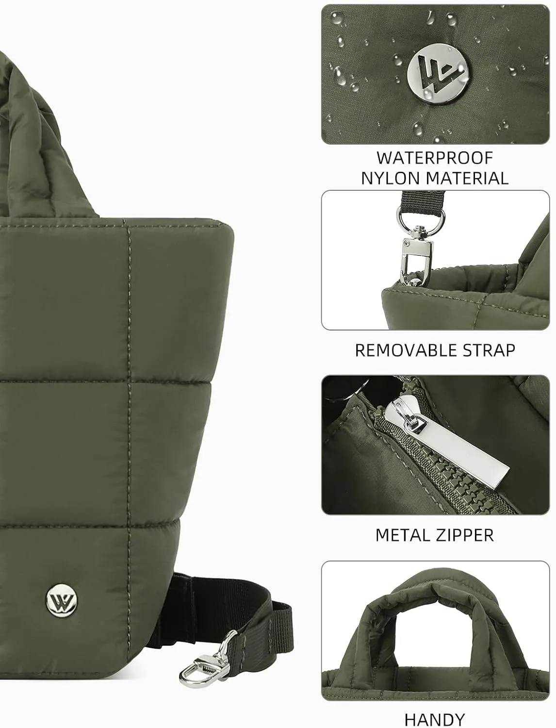 WESTBRONCO Small Puffer Bag Quilted Crossbody Bags for Women Puffy Purse Nylon Shoulder Handbag with Adjustable Strap