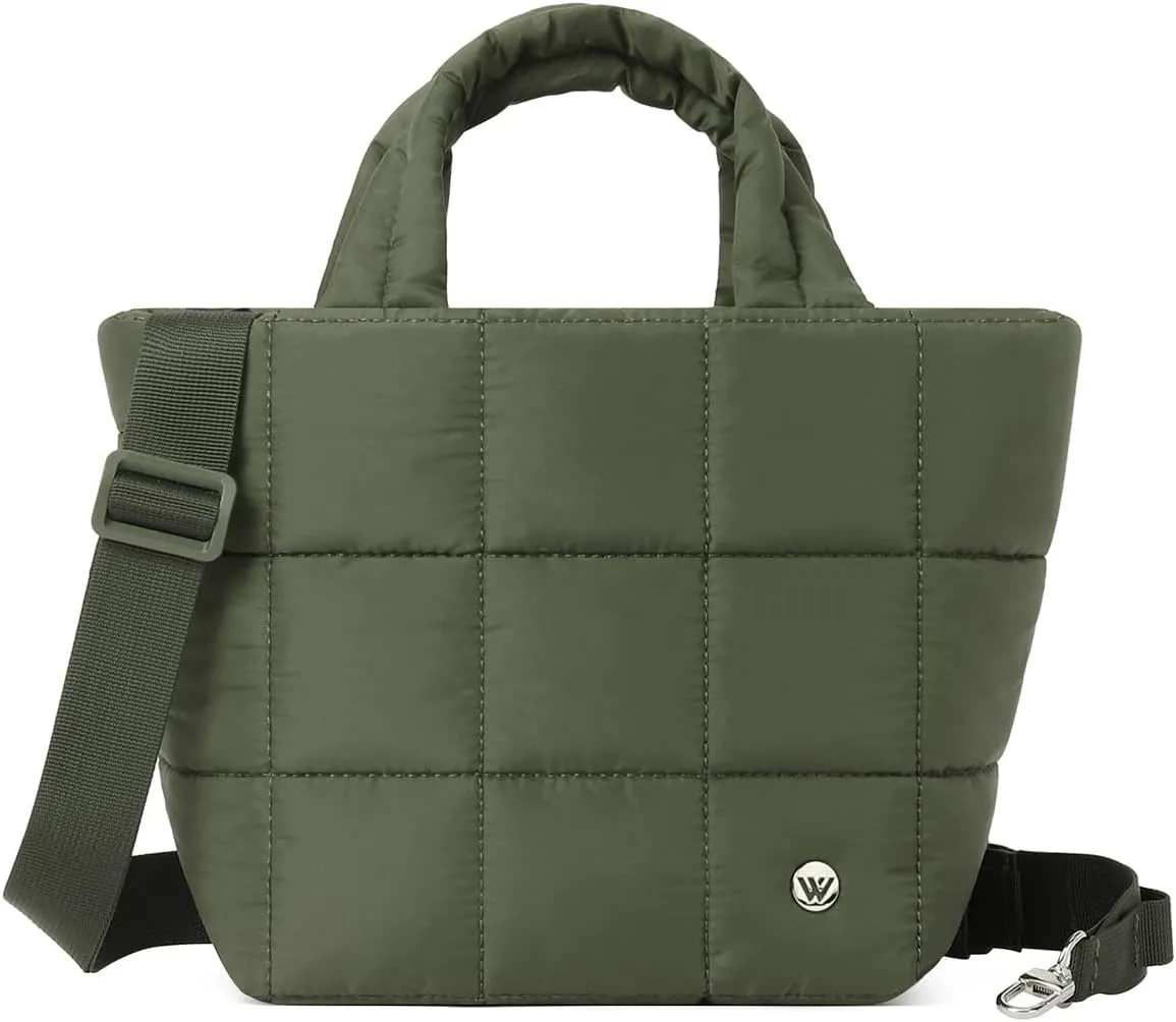 WESTBRONCO Small Puffer Bag Quilted Crossbody Bags for Women Puffy Purse Nylon Shoulder Handbag with Adjustable Strap