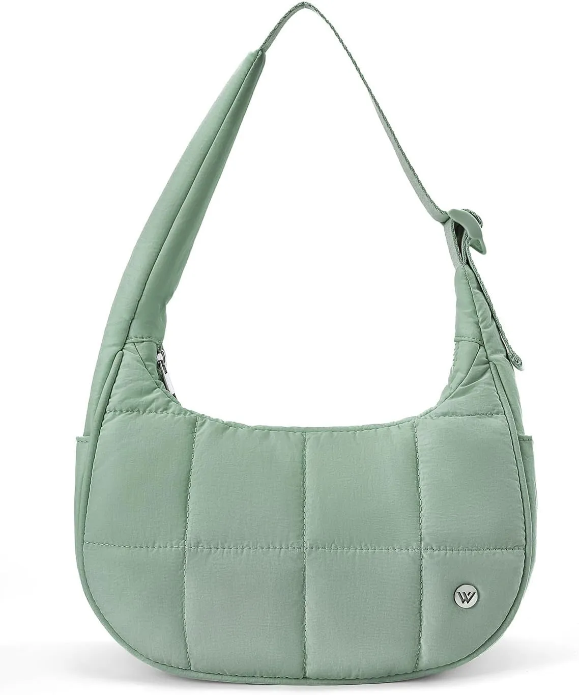 WESTBRONCO Small Puffer Crescent Shoulder Bag for Women, Nylon Quilted Shoulder Purses, Puffy Handbags with Adjustable Strap