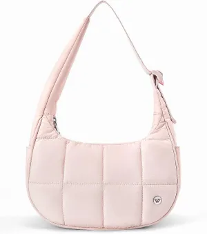WESTBRONCO Small Puffer Crescent Shoulder Bag for Women, Nylon Quilted Shoulder Purses, Puffy Handbags with Adjustable Strap