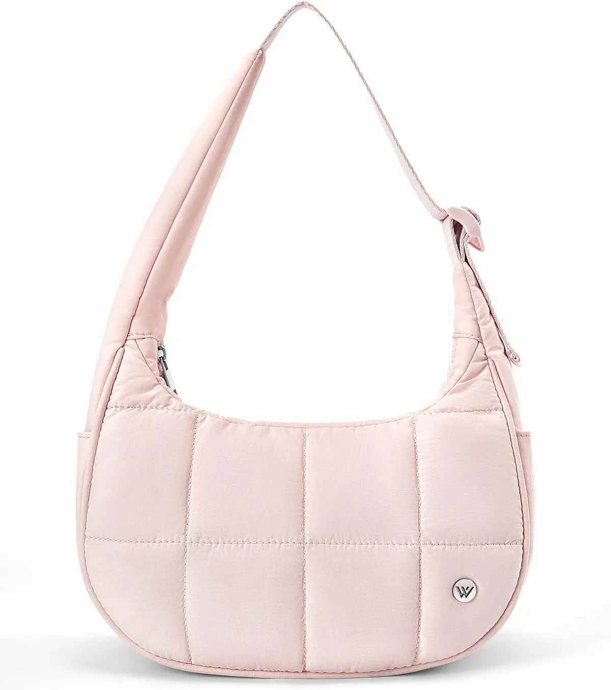 WESTBRONCO Small Puffer Crescent Shoulder Bag for Women, Nylon Quilted Shoulder Purses, Puffy Handbags with Adjustable Strap