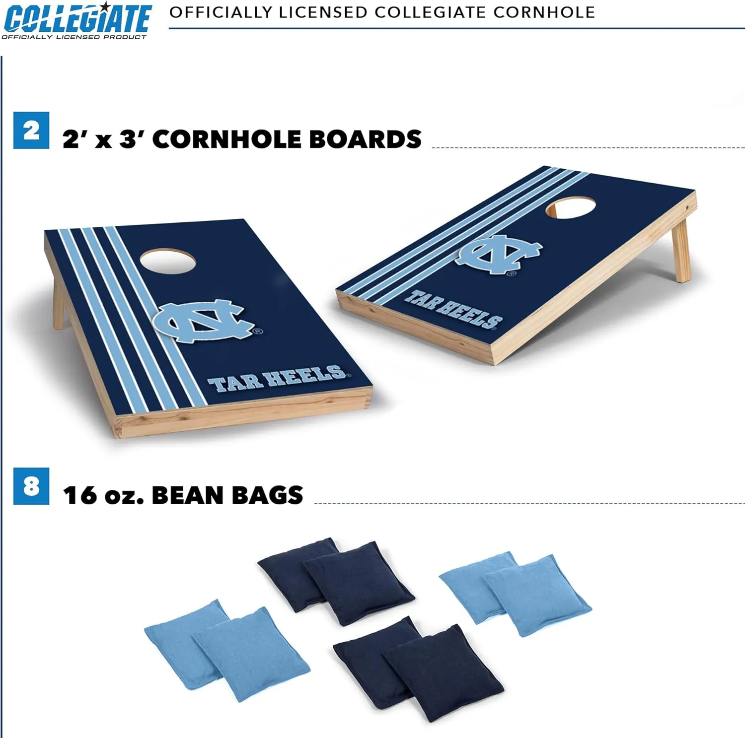 Wild Sports 2' x 3' Solid Wood Cornhole Set with Direct Print HD Team Graphics – Great Gift for Any NCAA Fan! Bean Bag Toss Family Outdoor Games