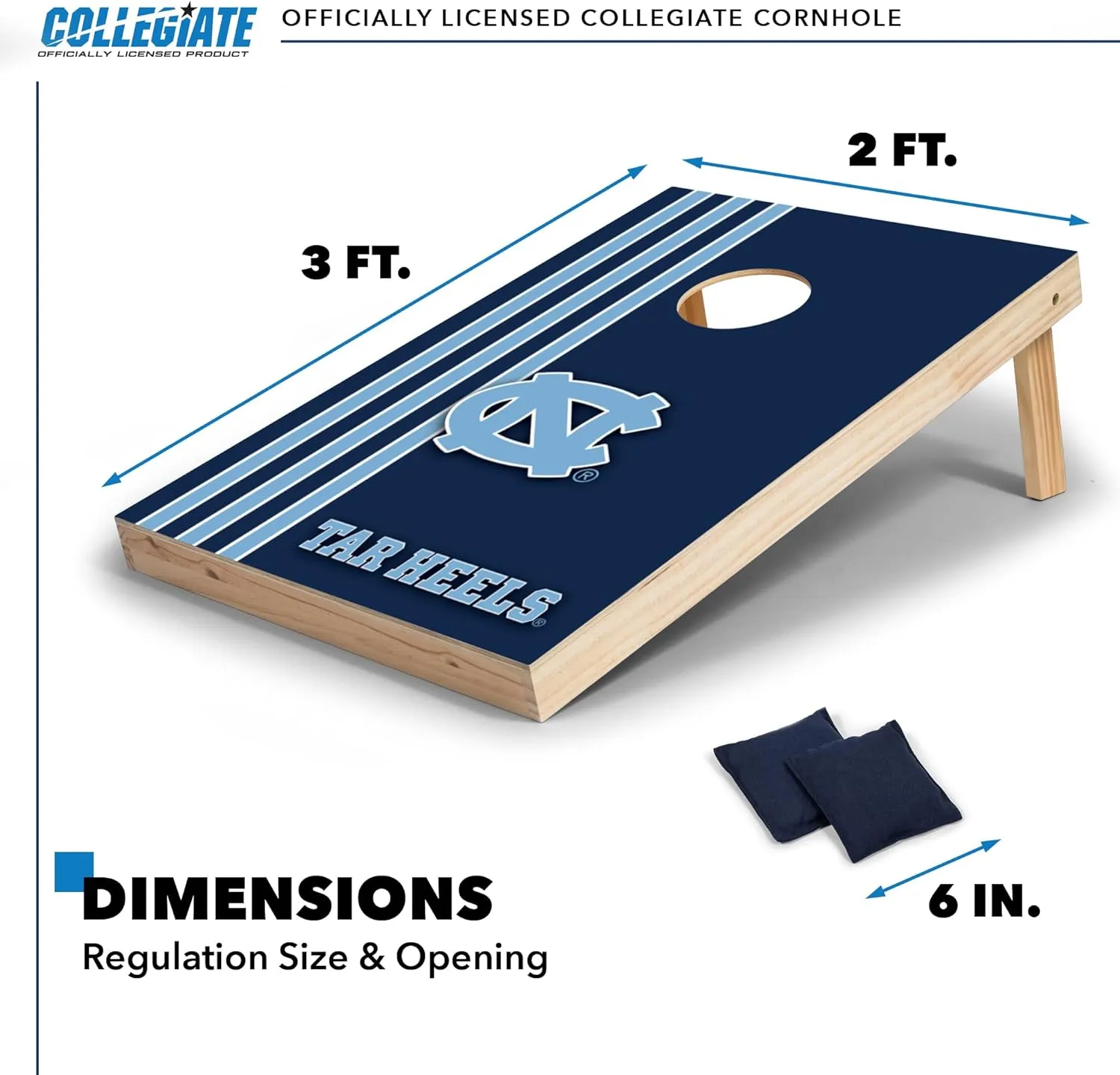 Wild Sports 2' x 3' Solid Wood Cornhole Set with Direct Print HD Team Graphics – Great Gift for Any NCAA Fan! Bean Bag Toss Family Outdoor Games