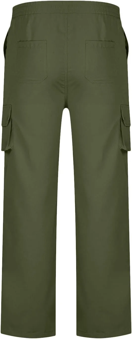 Women Cargo Pants Work Wear Solid Straight Leg Pants with Multiple Pockets Full Pants Available in Plus Size