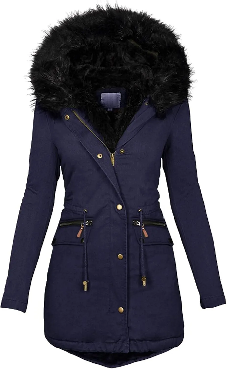 Women Down Puffer Jacket with Hood Trendy Winter Fashion Lined Hooded Snow Coat Jacket Outwear Long Jackets for