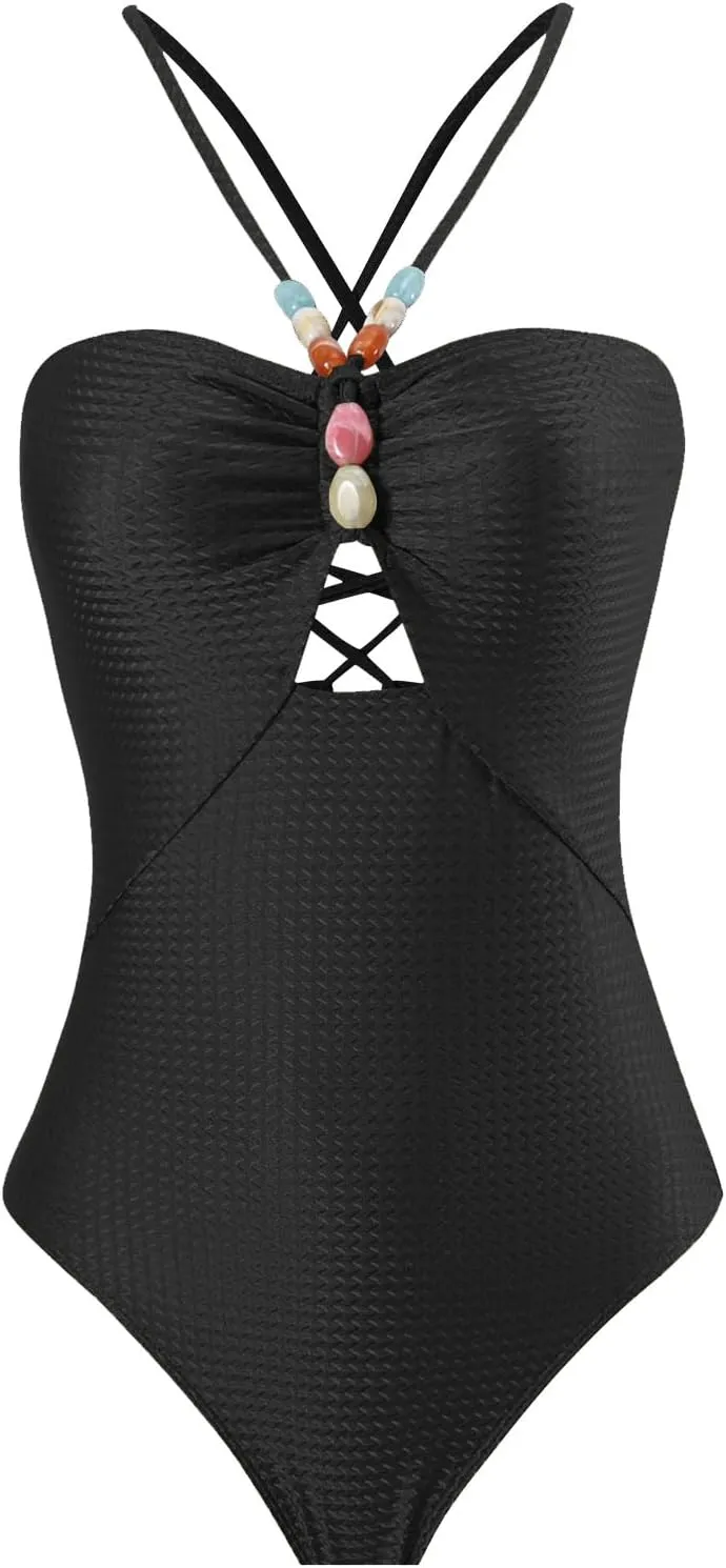 Women One-Piece Swimsuit with Cover up Wrap Skirt Sarong Bathing Suit Beach Outfit Summer