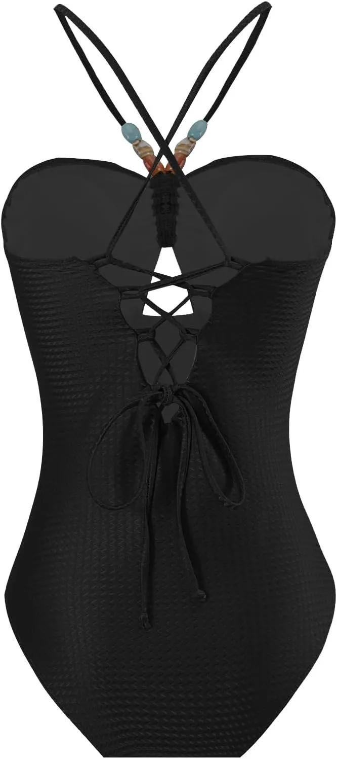 Women One-Piece Swimsuit with Cover up Wrap Skirt Sarong Bathing Suit Beach Outfit Summer