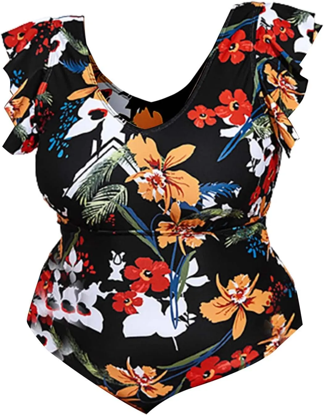 Women one Piece Swimsuit Women's Leopard Print Ruffle Camisole Panties Bag Hip Plus Size Swimsuit