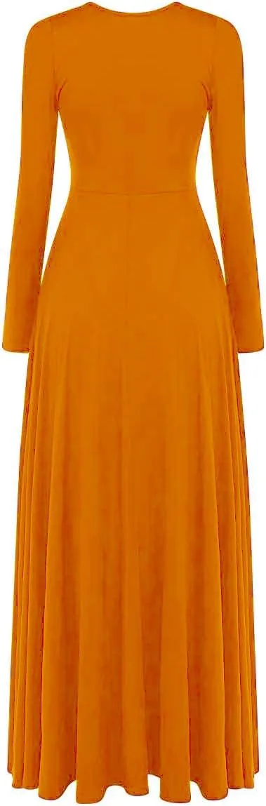 Women Worship Liturgical Dance Dress Full Length Church Robe Modern Praise Dance Dress Lyrical Headwear