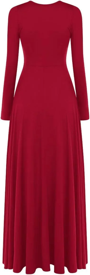 Women Worship Liturgical Dance Dress Full Length Church Robe Modern Praise Dance Dress Lyrical Headwear