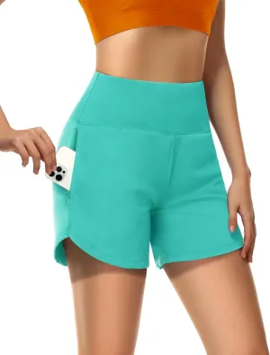 Womens' 5" Swim Shorts Tummy Control Quick Dry Swimsuit Bottom High Waist Loose Fitting with Zipper Pocket Liner UPF50 