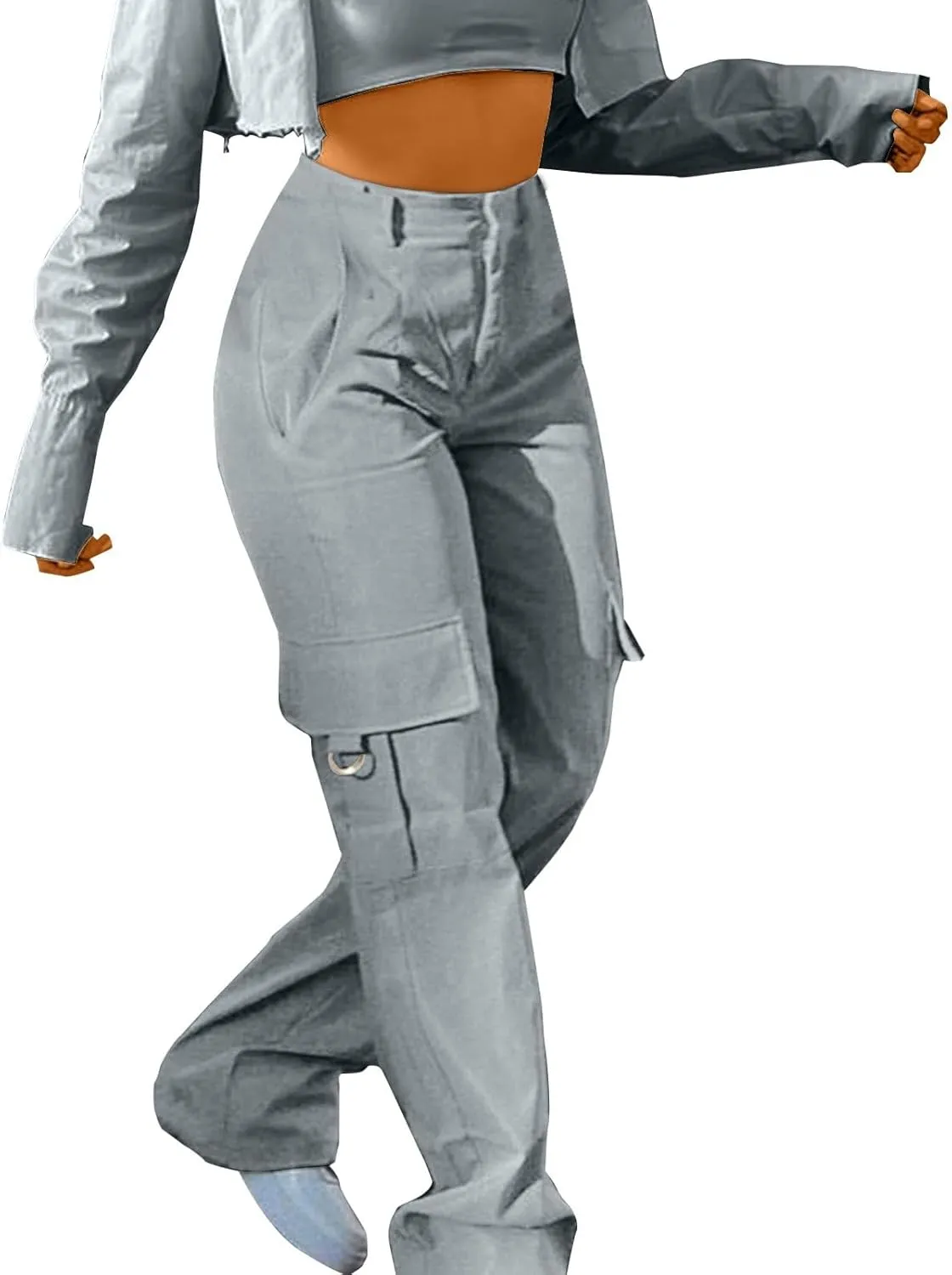 Women's Cargo Jogger Camo Pants with Pockets High Waist Slim Casual Tapered Camouflage Combat Hiking Pants