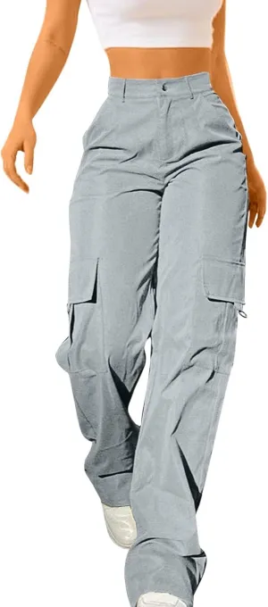 Women's Cargo Jogger Camo Pants with Pockets High Waist Slim Casual Tapered Camouflage Combat Hiking Pants
