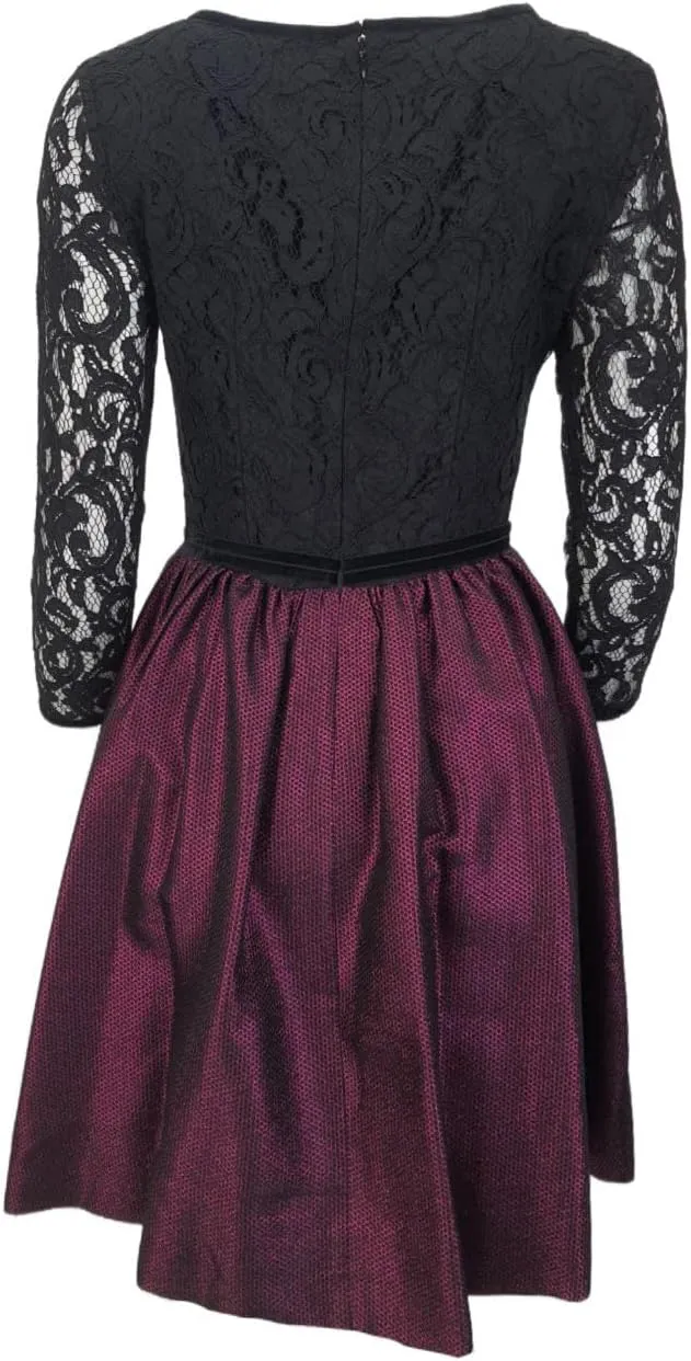 Women's Dolly Lace and Metallic Fit-and-Flare Dress