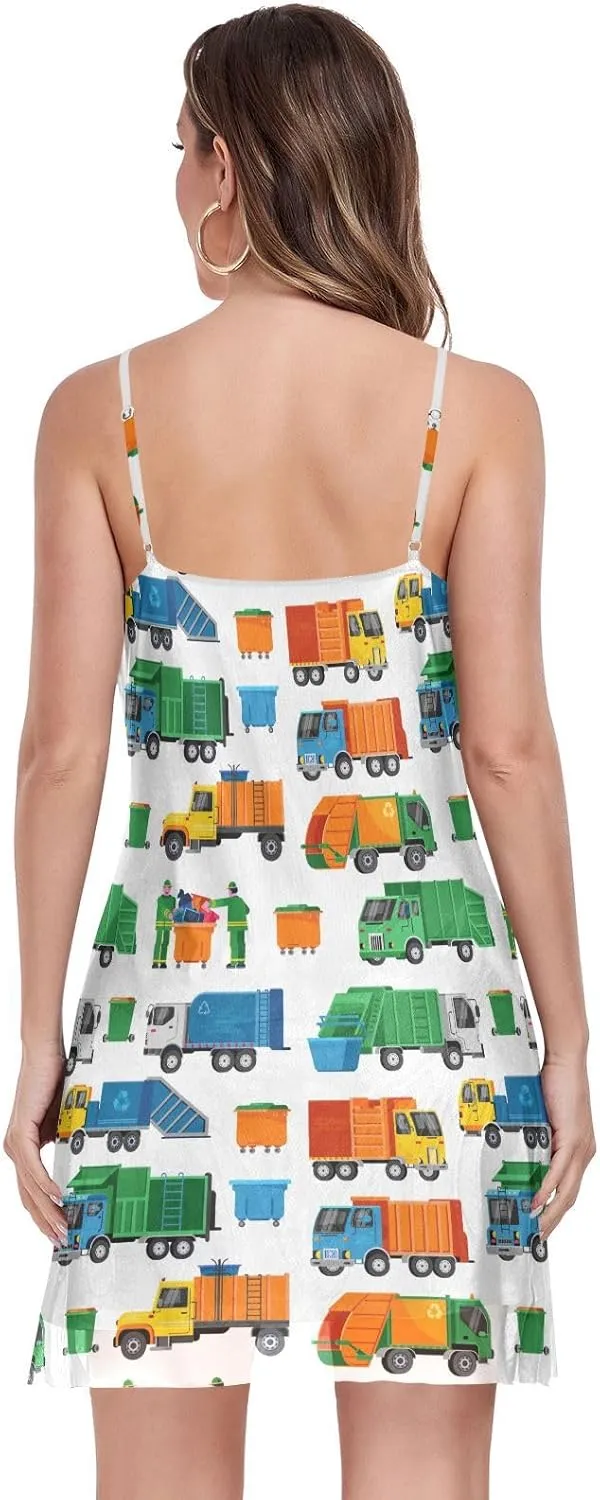 Women's Halter Sleeveless Dress Mesh V-Neck Mini Dresses