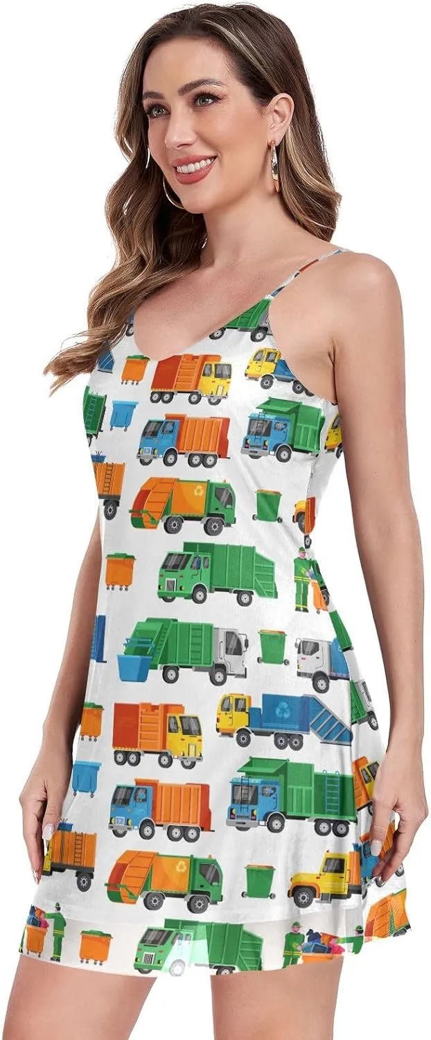 Women's Halter Sleeveless Dress Mesh V-Neck Mini Dresses