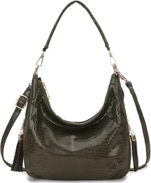 Womens Hobo Handbags PU Leather Shoulder Bags Ladies Hobo Purses Large Shoulder Bag Crossbody Bags with Tassel