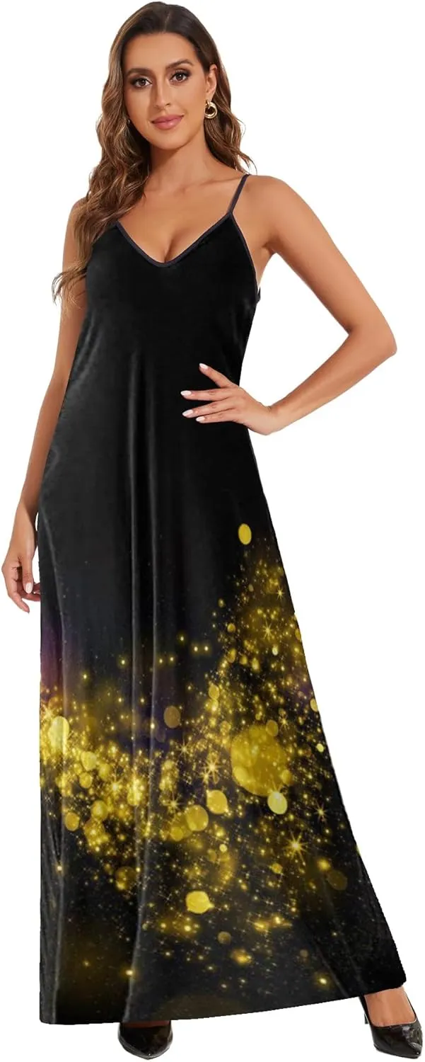 Women's Maxi Sunflower Dresses Sleeveless Long Tie Dye Dress Casual Sundresses with Pockets
