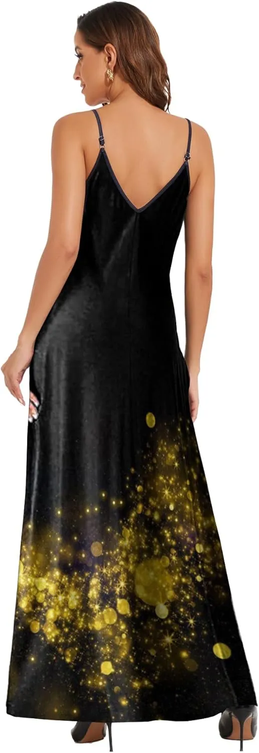 Women's Maxi Sunflower Dresses Sleeveless Long Tie Dye Dress Casual Sundresses with Pockets