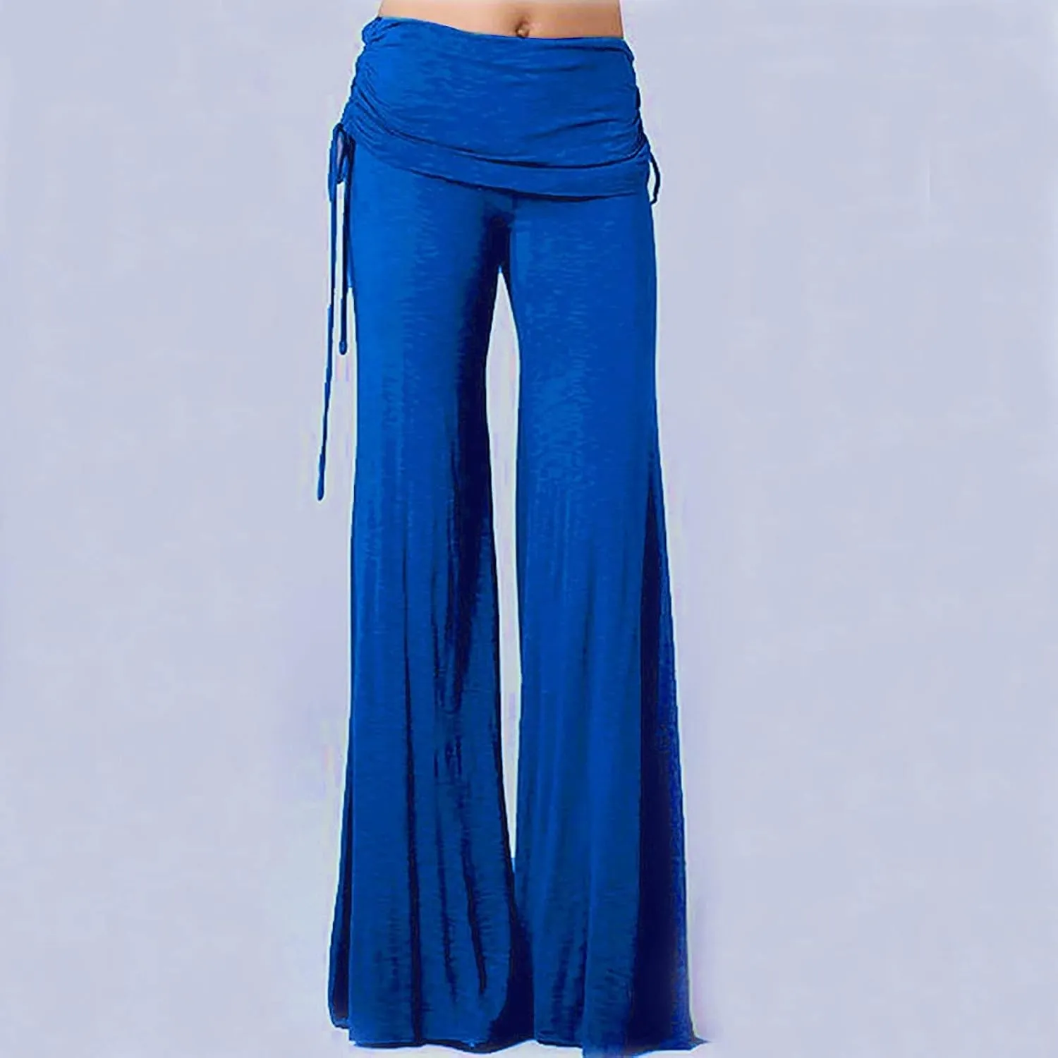 Women's Pleated Wide Leg Palazzo Pants High Waisted Flare Yoga Leggings Summer Casual Trendy Trousers