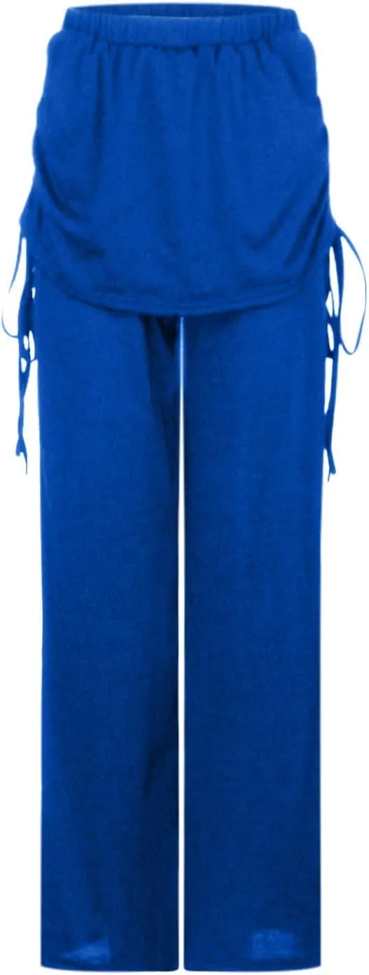Women's Pleated Wide Leg Palazzo Pants High Waisted Flare Yoga Leggings Summer Casual Trendy Trousers