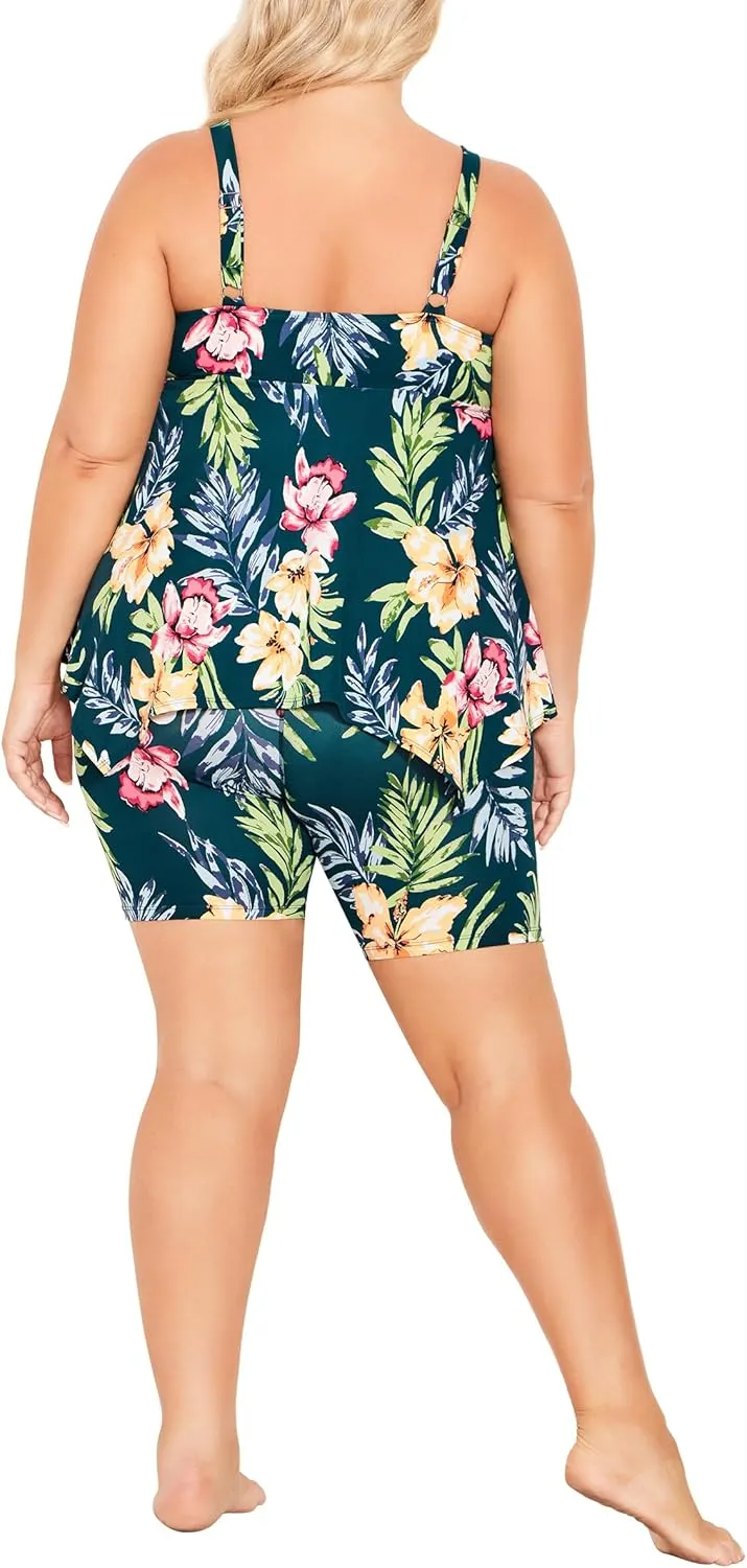 Women's Plus Size Handkerchief Print Tankini Top