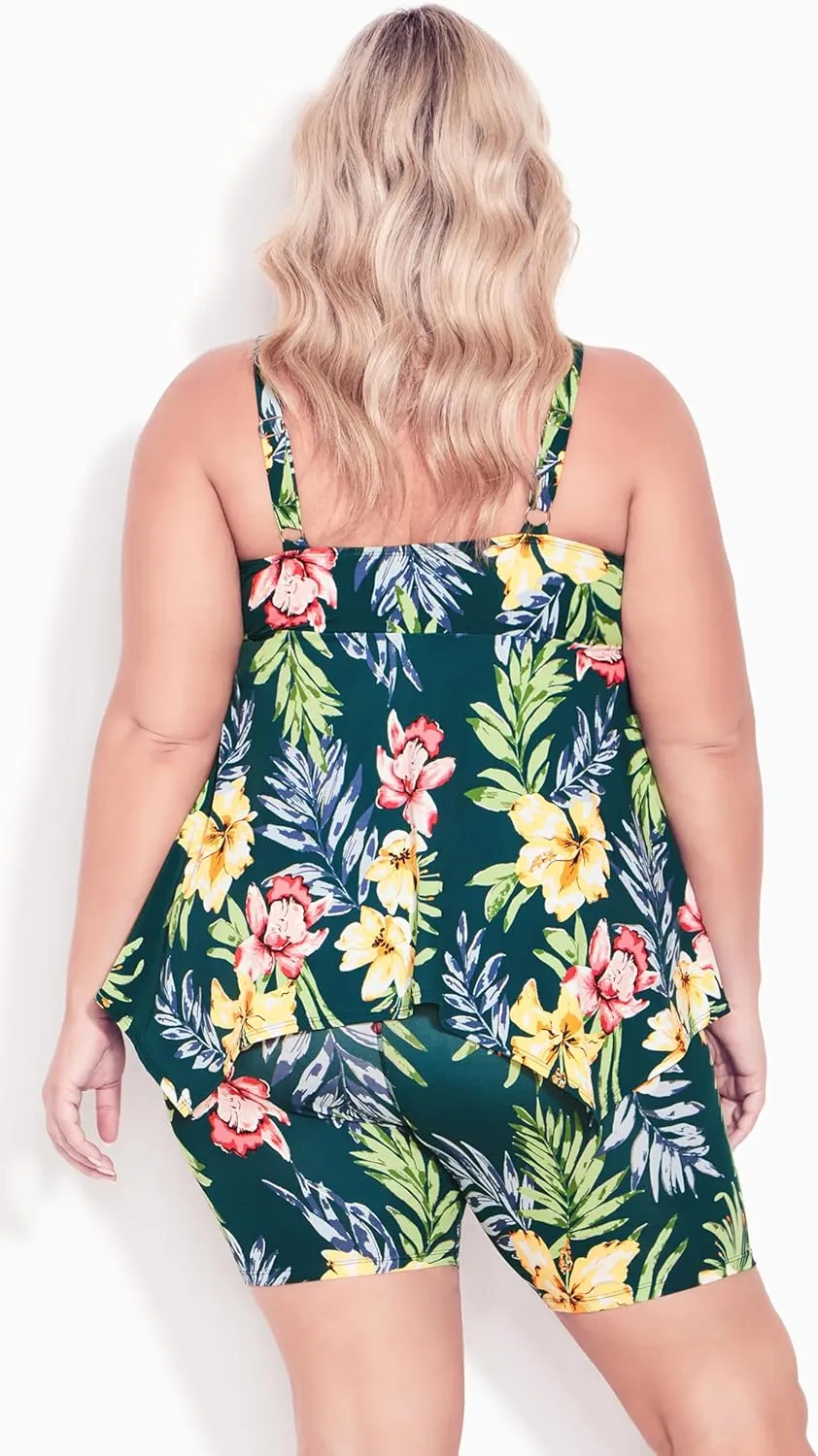 Women's Plus Size Handkerchief Print Tankini Top