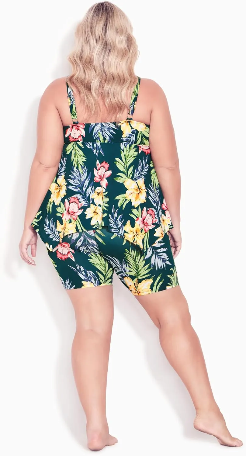 Women's Plus Size Handkerchief Print Tankini Top