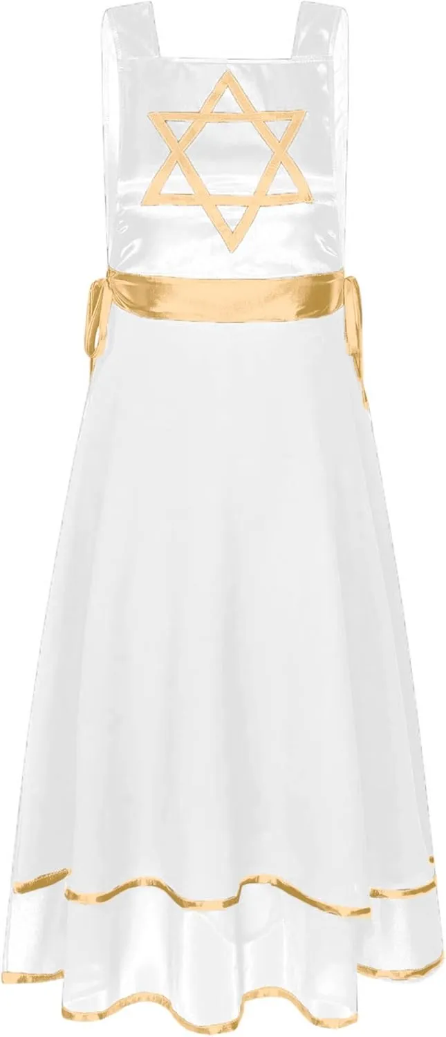 Womens Praise Dance Tunic Overlay Tunic Lace-up Sides Split Sleeveless Liturgical Worship Dress