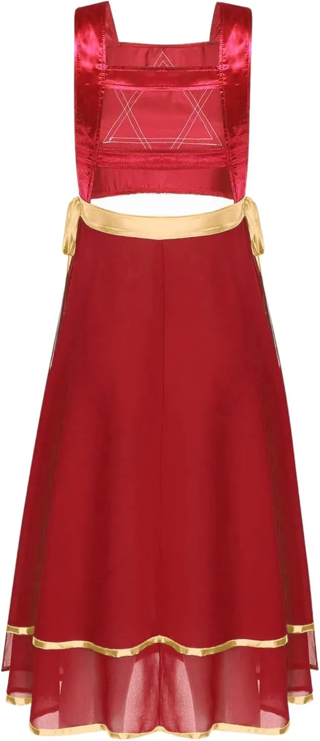 Womens Praise Dance Tunic Overlay Tunic Lace-up Sides Split Sleeveless Liturgical Worship Dress