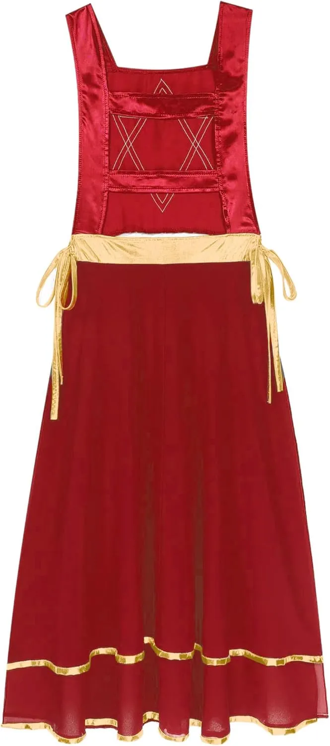 Womens Praise Dance Tunic Overlay Tunic Lace-up Sides Split Sleeveless Liturgical Worship Dress