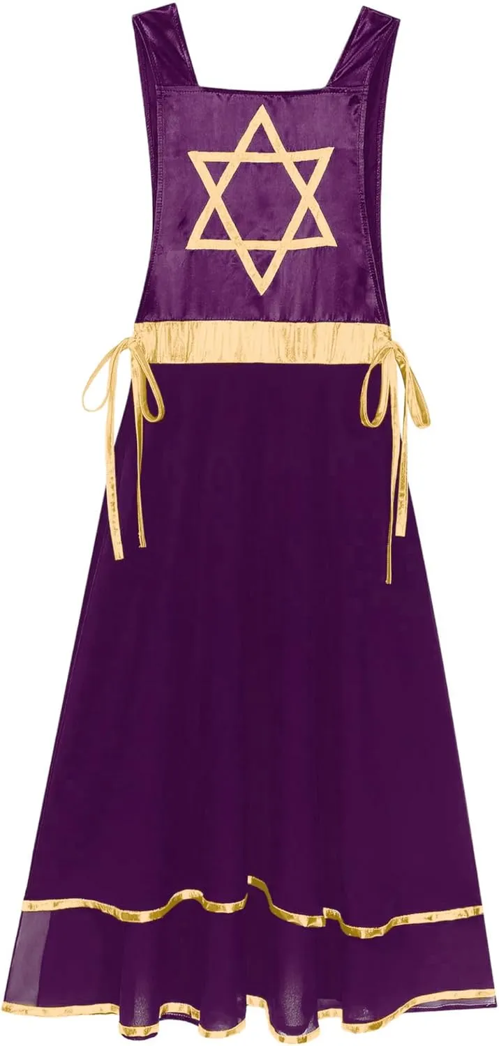 Womens Praise Dance Tunic Overlay Tunic Lace-up Sides Split Sleeveless Liturgical Worship Dress