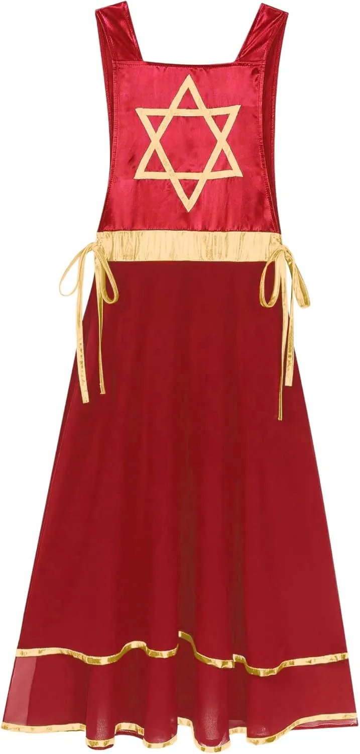 Womens Praise Dance Tunic Overlay Tunic Lace-up Sides Split Sleeveless Liturgical Worship Dress