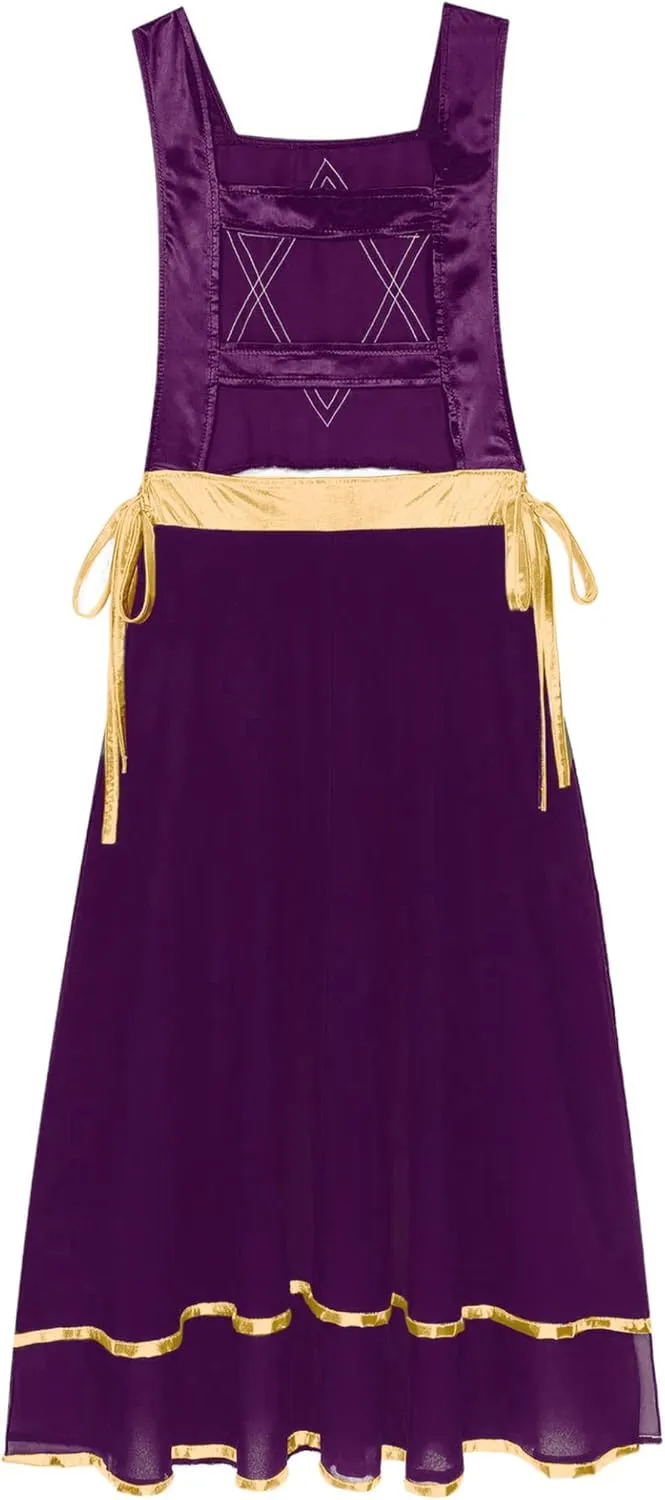 Womens Praise Dance Tunic Overlay Tunic Lace-up Sides Split Sleeveless Liturgical Worship Dress
