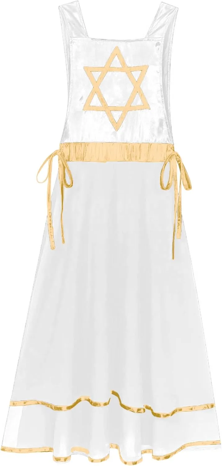 Womens Praise Dance Tunic Overlay Tunic Lace-up Sides Split Sleeveless Liturgical Worship Dress