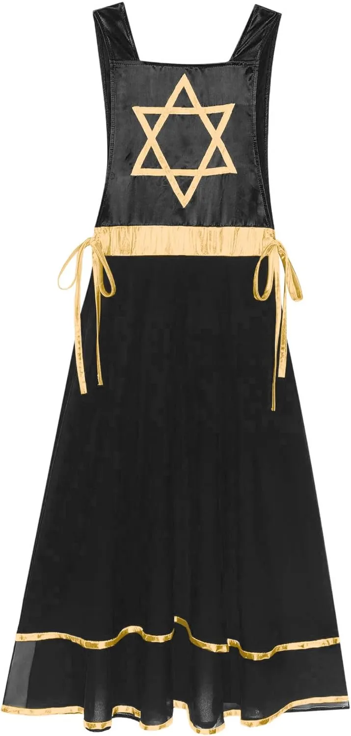 Womens Praise Dance Tunic Overlay Tunic Lace-up Sides Split Sleeveless Liturgical Worship Dress