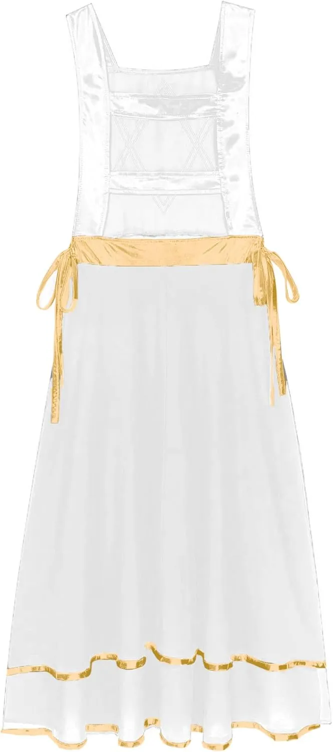 Womens Praise Dance Tunic Overlay Tunic Lace-up Sides Split Sleeveless Liturgical Worship Dress