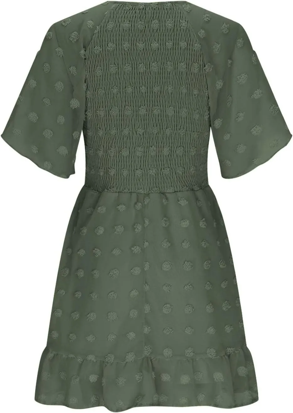 Womens Summer Dresses Short Flutter Sleeve v Neck Dresses Casual Empire Waist A-Line Dresses Mini Vacation Sundresses
