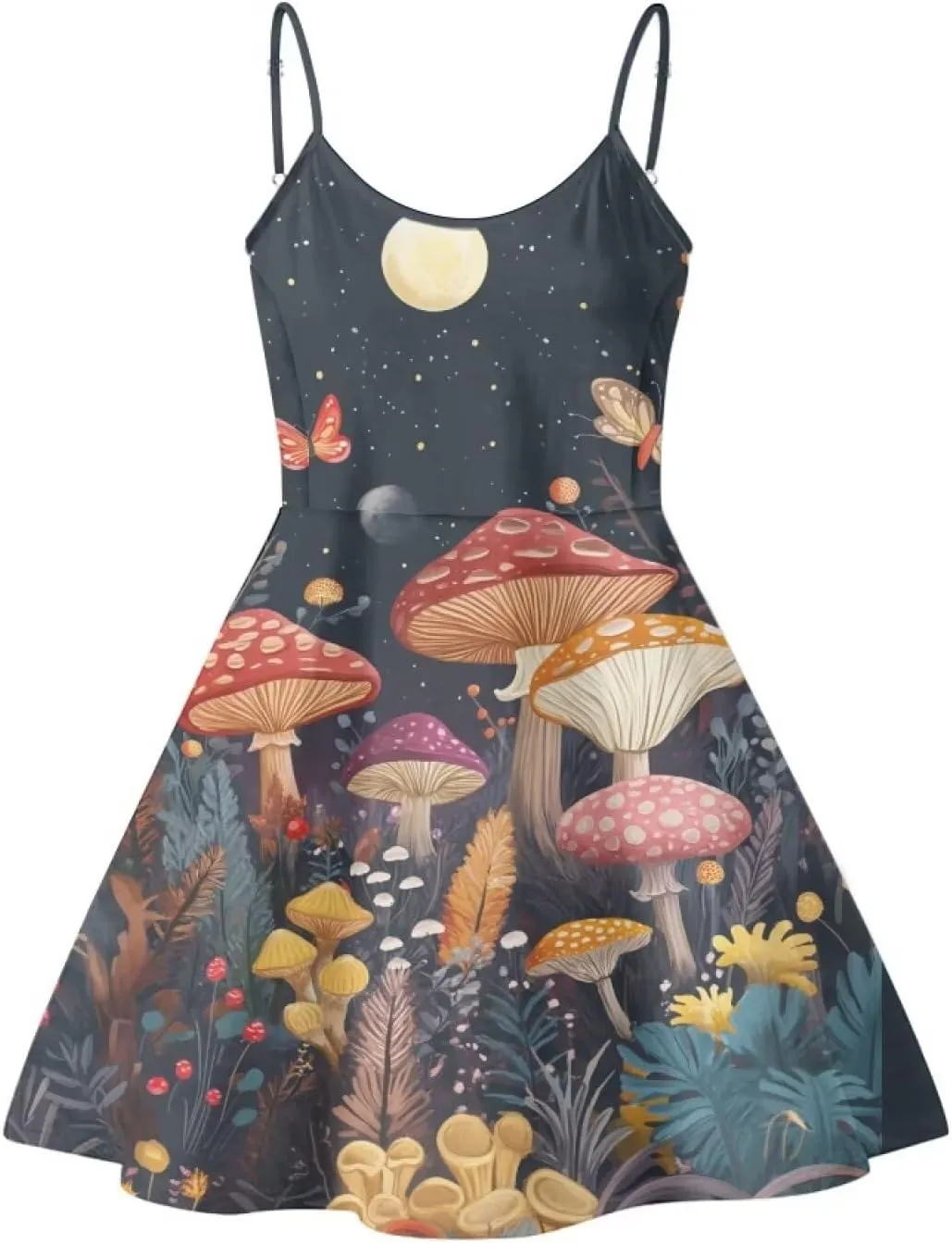 Women's Summer Spaghetti Strap Dress Sleeveless Swing Dress for Beach Party