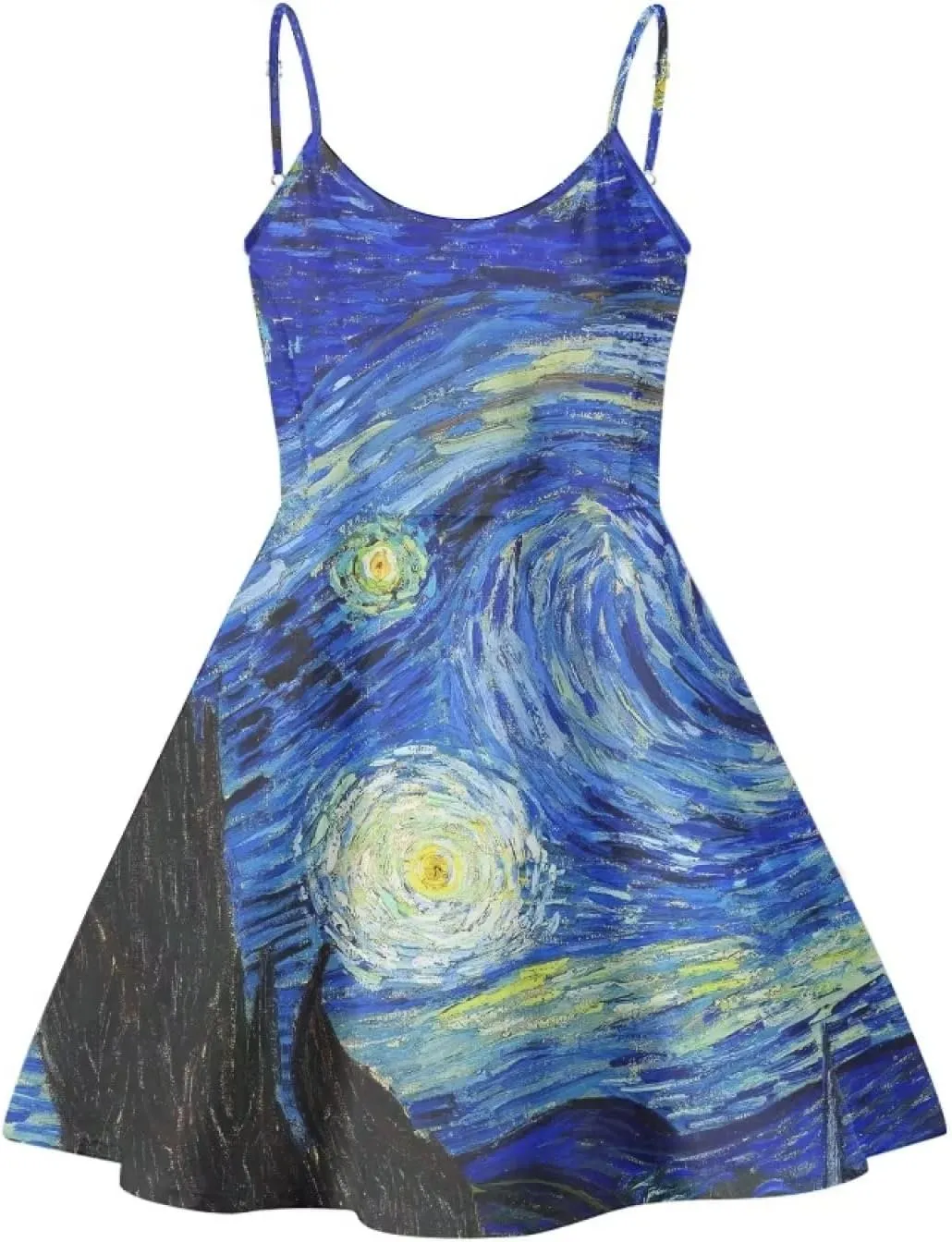 Women's Summer Spaghetti Strap Dress Sleeveless Swing Dress for Beach Party